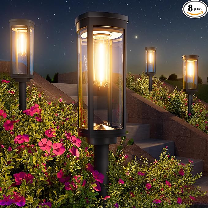 Bright Solar Pathway Lights Outdoor, 8 Pack Solar
